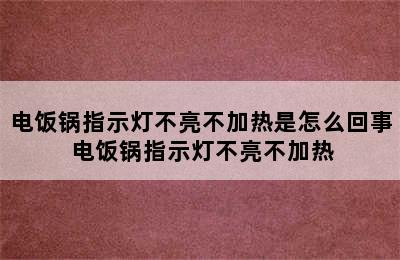 电饭锅指示灯不亮不加热是怎么回事 电饭锅指示灯不亮不加热